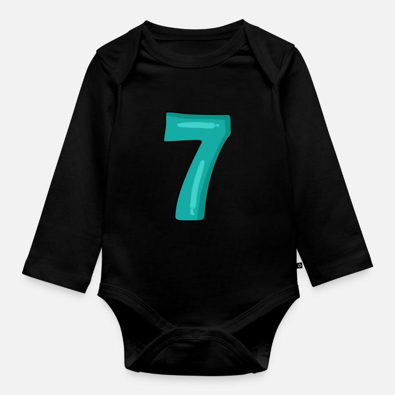 Nummer 7 - Baby Bio-Langarm-Body - Schwarz