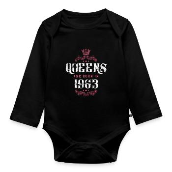 born in 1963 - Organic Longsleeve Baby Bodysuit - black - Front