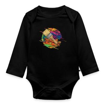 Pinsel Streichen - Baby Bio-Langarm-Body - Schwarz - Vorne
