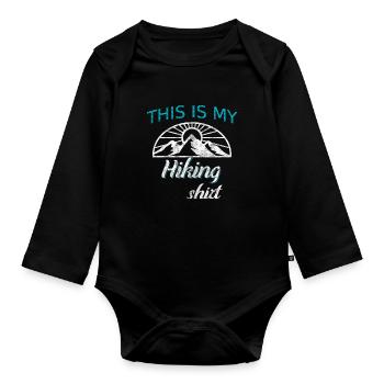 T-shirt de randonnée - Body Bébé bio manches longues - noir - Devant