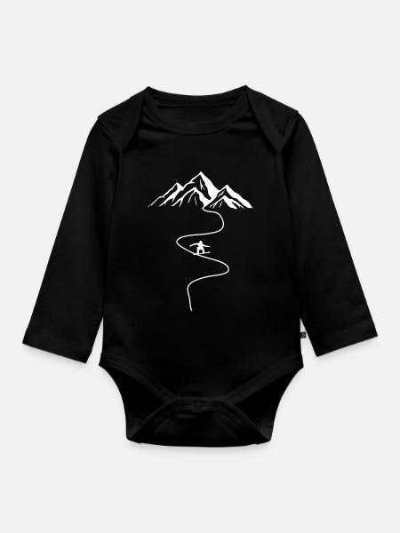 Snowboard Snowboarder - Baby Bio-Langarm-Body - Schwarz