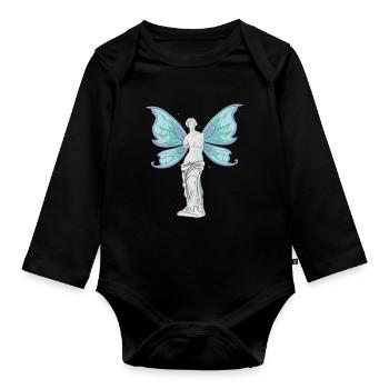 Fairycore Aesthetic Fairy Venus De Milo Statue - Baby Bio-Langarm-Body - Schwarz - Vorne
