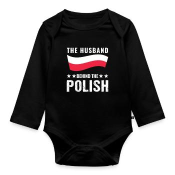 Polish Roots Poland Polish Flag Gift - Organic Longsleeve Baby Bodysuit - black - Front