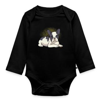 Lazy Français Bulldog Frenchie Dog Love - Body Bébé bio manches longues - noir - Devant