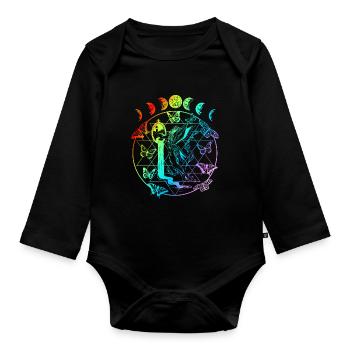 Fée avec papillons Elfes Fille Cadeau - Body Bébé bio manches longues - noir - Devant