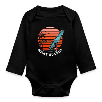 Meine Auszeit Windsurfing - Baby Bio-Langarm-Body - Schwarz - Vorne