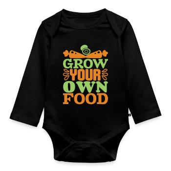 Vegetarier Spruch Shirt - Baby Bio-Langarm-Body - Schwarz - Vorne