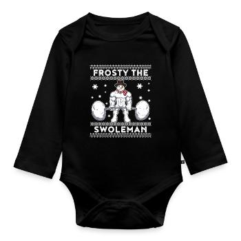 Frosty The Swoleman Schneemann Geschenk - Baby Bio-Langarm-Body - Schwarz - Vorne