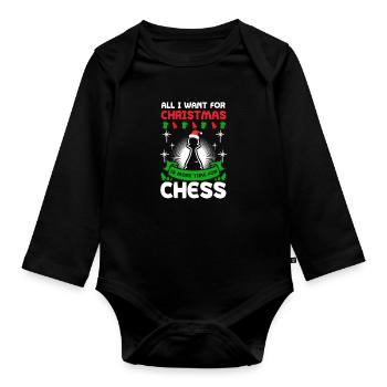 Chess Christmas More Time For Chess - Organic Longsleeve Baby Bodysuit - black - Front