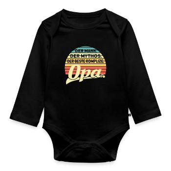 Opa Enkelkinder Großvater Geschenk - Baby Bio-Langarm-Body - Schwarz - Vorne