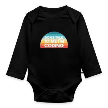 Ne me parlez pas, je code un cadeau drôle - Body Bébé bio manches longues - noir - Devant