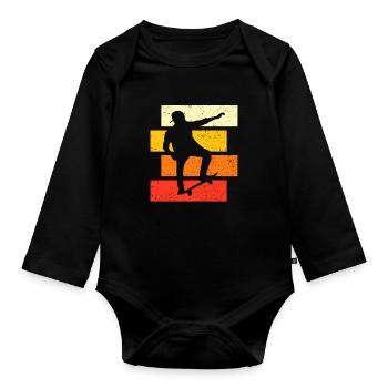 Skate Retro - Organic Longsleeve Baby Bodysuit - black - Front