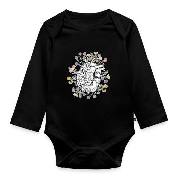 Tête et cœur Anatomie du cerveau - Body Bébé bio manches longues - noir - Devant