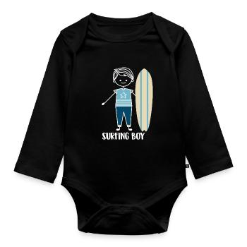 Surfing Surfer Surfer - Organic Longsleeve Baby Bodysuit - black - Front