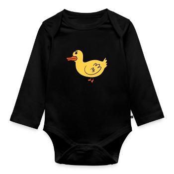 Duck - Organic Longsleeve Baby Bodysuit - black - Front
