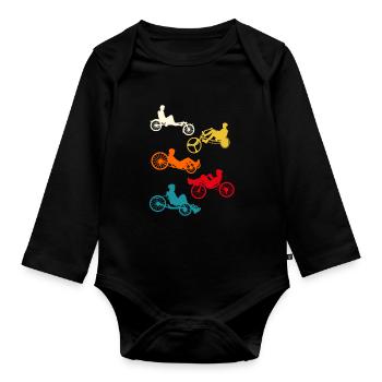 Liegerad Fahrrad - Baby Bio-Langarm-Body - Schwarz - Vorne