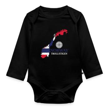 Norwegen Trollstigen Rune Wikinger - Baby Bio-Langarm-Body - Schwarz - Vorne