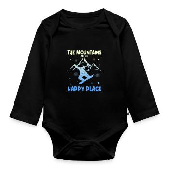 Snowboardfahrer | Snowboard Snowboarder Geschenke - Baby Bio-Langarm-Body - Schwarz - Vorne