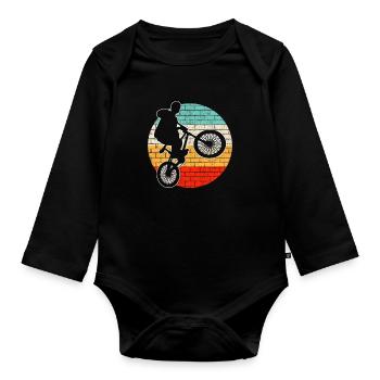 BMX retro - Organic Longsleeve Baby Bodysuit - black - Front