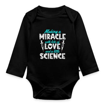Maman FIV faire un miracle avec amour et science - Body Bébé bio manches longues - noir - Devant