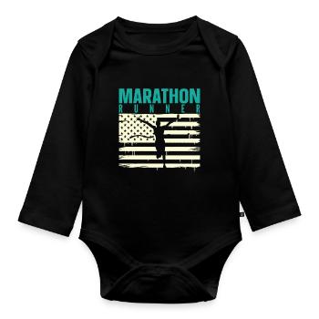 Marathon Marathon Marathon Runner Cadeau - Body Bébé bio manches longues - noir - Devant