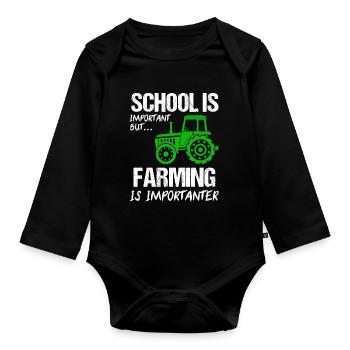 Landwirtschaft Farmer Farm Geschenk - Baby Bio-Langarm-Body - Schwarz - Vorne