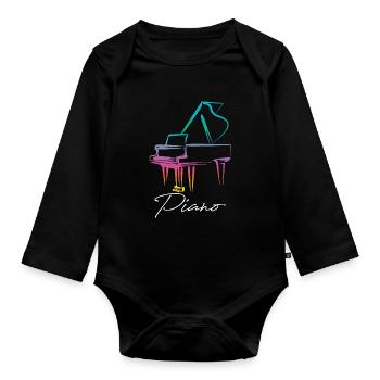 Piano Piano Pianiste Cadeau - Body Bébé bio manches longues - noir - Devant