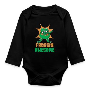 Dabbing Frog Frog Cadeau - Body Bébé bio manches longues - noir - Devant