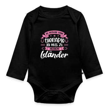 Isländer Pferd Islandpferde Geschenk - Baby Bio-Langarm-Body - Schwarz - Vorne