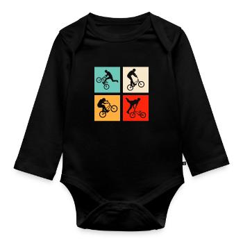 BMX Retro - Organic Longsleeve Baby Bodysuit - black - Front