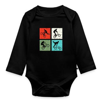 BMX Retro - Organic Longsleeve Baby Bodysuit - black - Front