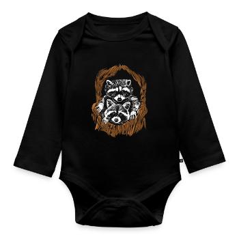 Waschbär Waschbären Raton laveur - Body Bébé bio manches longues - noir - Devant