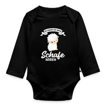 Schafe Tier Schäfer Geschenk - Baby Bio-Langarm-Body - Schwarz - Vorne