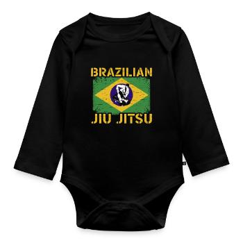 BJJ Brazilian Jiu Jitsu Jiu Jitsu Fighter - Organic Longsleeve Baby Bodysuit - black - Front