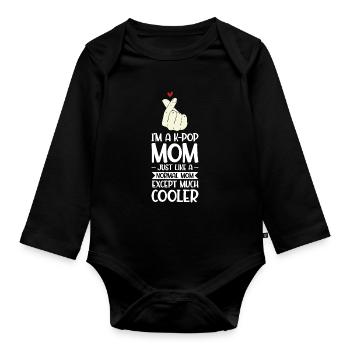 K-Pop Mom K-Pop Mom Gift - Organic Longsleeve Baby Bodysuit - black - Front