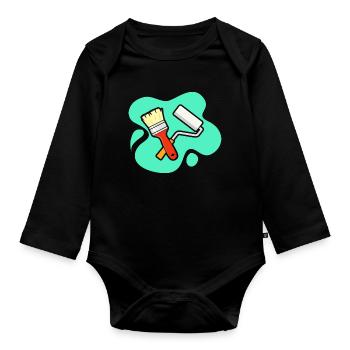 Pinsel und Farbrolle Design für Maler und - Baby Bio-Langarm-Body - Schwarz - Vorne