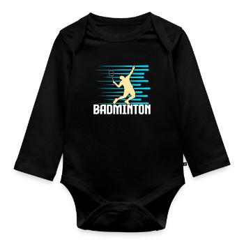 badminton - Organic Longsleeve Baby Bodysuit - black - Front
