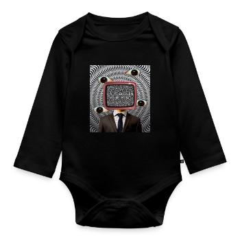 Weirdcore Aesthetic Weird Eyes Optical Illusion - Organic Longsleeve Baby Bodysuit - black - Front