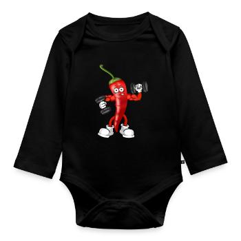 Vegan Vegan Bodybuilding Piment Rouge - Body Bébé bio manches longues - noir - Devant