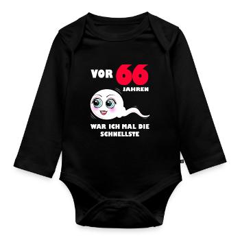 66 Geburtstag 66. Jubiläum 66. Ehrentag Geschenk - Baby Bio-Langarm-Body - Schwarz - Vorne