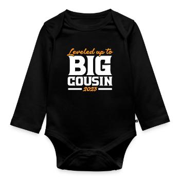 Leveled Up To Big Cousine 2023 - Organic Longsleeve Baby Bodysuit - black - Front