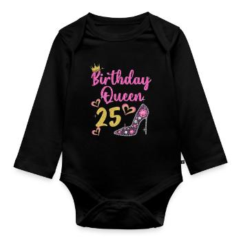 25e anniversaire Reine 25 ans Vingt-cinq ans - Body Bébé bio manches longues - noir - Devant