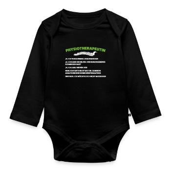 Physio Physiotherapeutin Praxis Geschenk - Baby Bio-Langarm-Body - Schwarz - Vorne