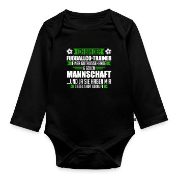 Fußball Co-Trainer Trainer Co-Trainer Geschenk - Baby Bio-Langarm-Body - Schwarz - Vorne