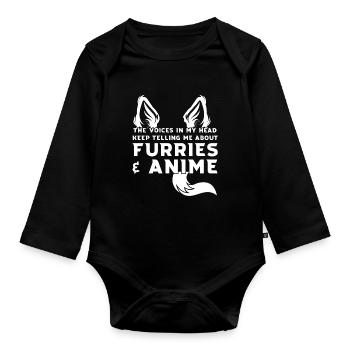 furry & anime furry anime gift - Organic Longsleeve Baby Bodysuit - black - Front