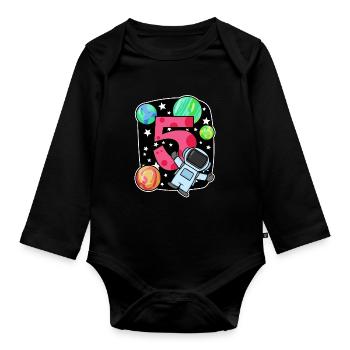 5 anniversaire garçon - 5 ans - J’ai 5 ans - Body Bébé bio manches longues - noir - Devant