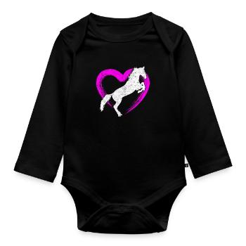 Cheval Cheval Amour - Body Bébé bio manches longues - noir - Devant
