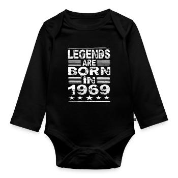 Legends are born in 1969 - Organic Longsleeve Baby Bodysuit - black - Front
