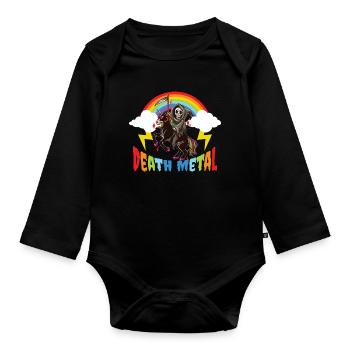 Death Metal Rainbow Heavy Metal Geschenk - Baby Bio-Langarm-Body - Schwarz - Vorne