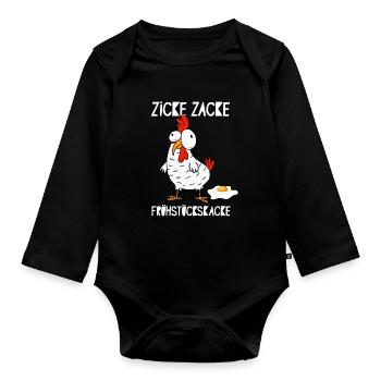 Hühnerhalter Hühnerstall Huhn Henne Frühstück Ei - Baby Bio-Langarm-Body - Schwarz - Vorne